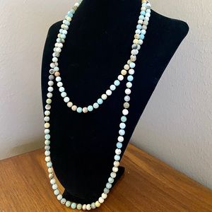 Long Marble Bead Necklace